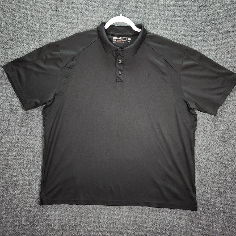 Ariat Polo Shirt Mens XXL Black Good Tek Heat Series Short Sleeve Golf Snag
